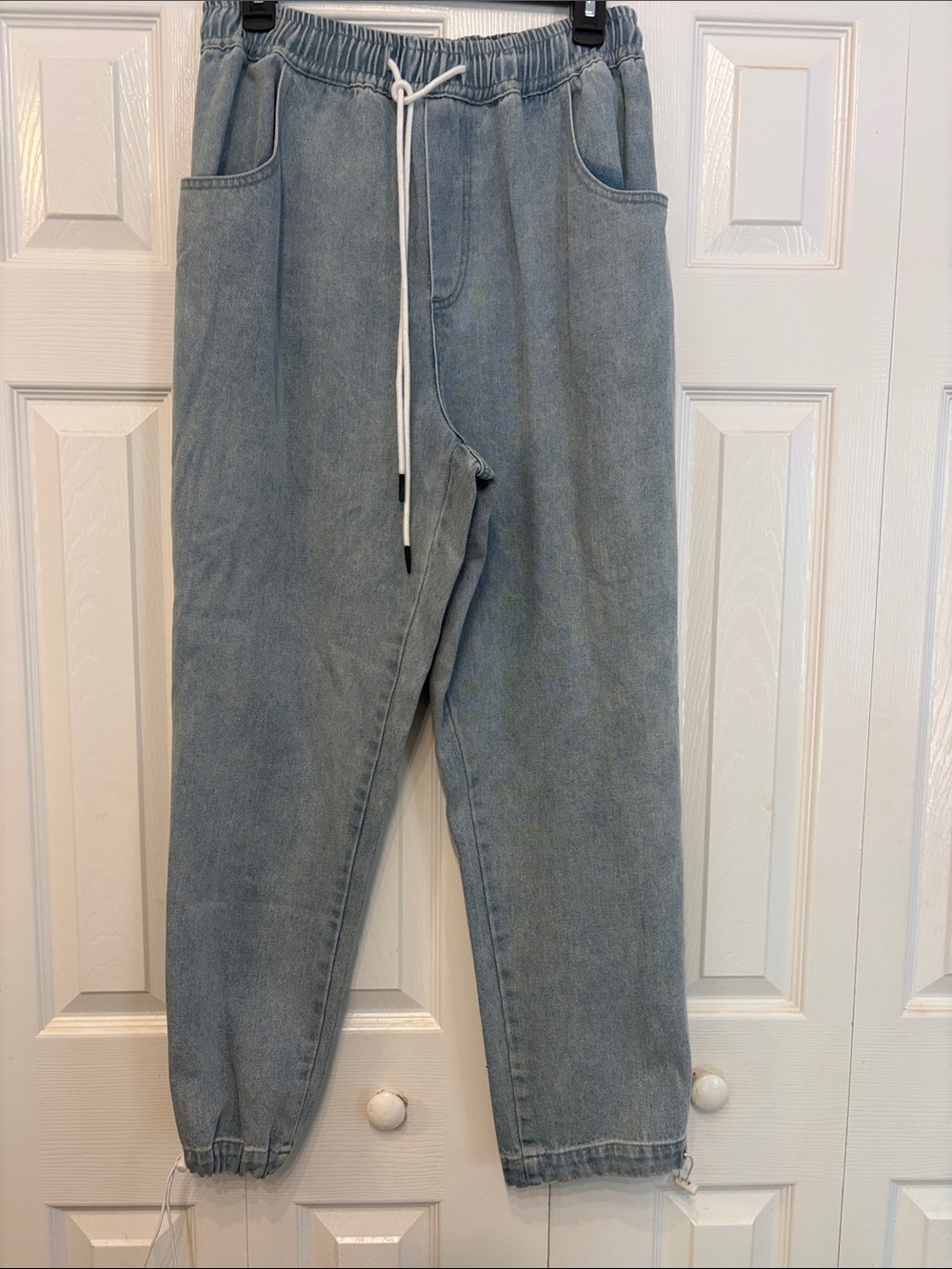 Indigo Light Blue Relaxed Drawstring Jeans 812